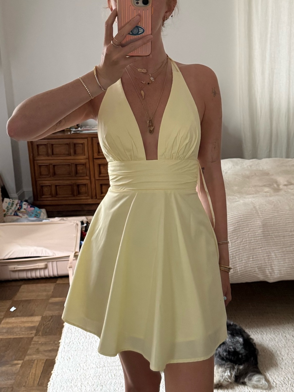 Yellow Halter Fit & Flare Dress
